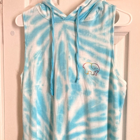 Pre-owned Ivory Ella  LAND & SKY SWIRL TIE DYE OVERSIZED Tank top L - Picture 3 of 11